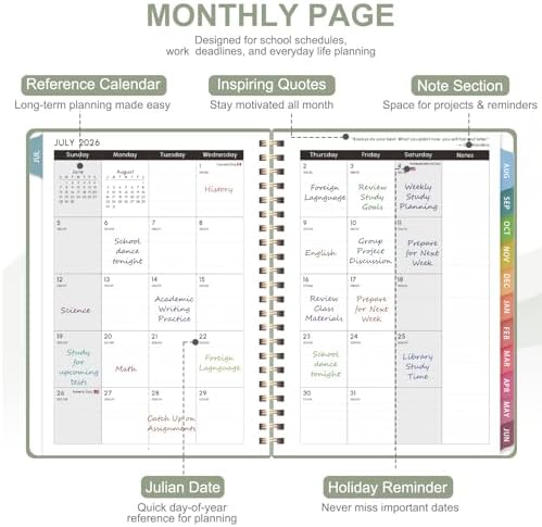 Planner 2026-2027, Weekly and Monthly Academic Planner, July 2026 - June 2027, Hardcover Calendar Agenda Book for School Year Planning, School Supplies for Teacher and Student, Letter Size(8.5'' x 11'')