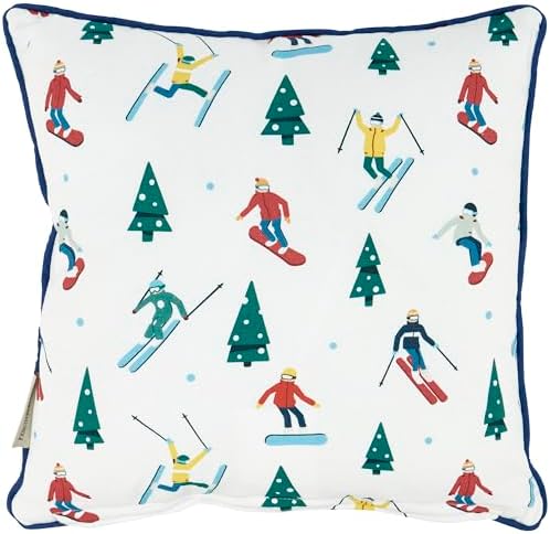 Primitives by Kathy Decorative Pillow, Life is Better On The Slopes ski Themed Design/Skiers/Snowboarders/Snowy Mountain/Zipper Cover/Home Cabin décor/Coordinate Other Ski Lodge Items