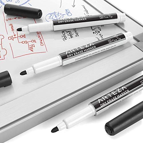 ARTEZA Black Fine Tip Dry Erase Markers, 52 Pack for Whiteboards