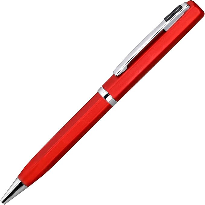 Lanier Licia Ballpoint Pen - Shiny Chrome Ring & Parts with Medium Tip 0.7mm Cross Style Refill (with Accents - White or Black or Pink or Purple)