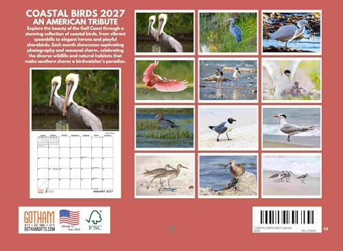 JJ Audubon Tribute Coastal Birds Calendar 2027 Monthly Wall Calender 12 Month