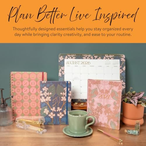 Orange Circle Studio 2027 Planner, Age of Romance Tri-Tab Weekly & Monthly Planner, 9.6" x 7", Spiral Bound Organizer with Note Pages, Pocket Dividers & Elastic Closure Design for Home Office Planning