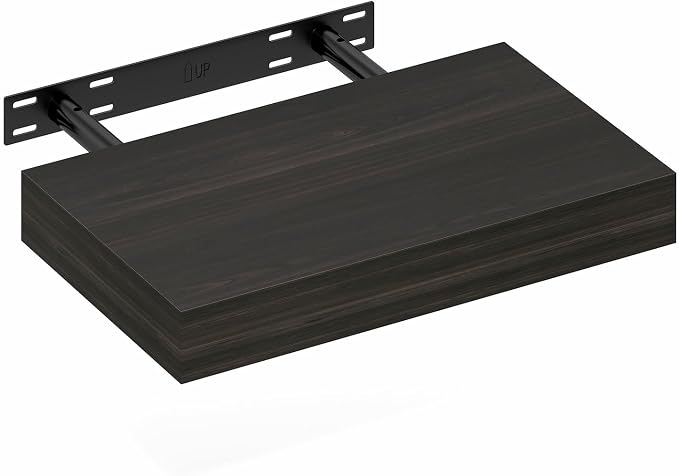 Furinno Tanna Floating Shelves for Wall, 9 x 16 Wall Shelf, Single Set Wall Mounted Floating Shelf with Invisible Bracket, 2-Inch Thick, for Bathroom, Living Room, Bedroom, Home Office, Tobacco Oak