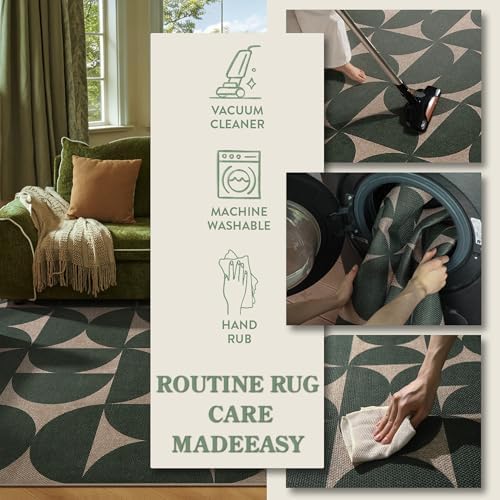 Lahome Green Easy Jute Front Porch Rug, 3x5 Semi Circle Outdoor Rug