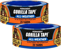 Gorilla All Weather Duct Tape, Black, 1.88" x 25 yd | UV Resistant | Waterproof | For Outdoor Repairs | 2-Pack, Pack of 6