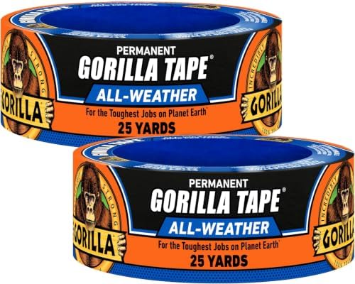 Gorilla All Weather Duct Tape, Black, 1.88" x 25 yd | UV Resistant | Waterproof | For Outdoor Repairs | 2-Pack, Pack of 6