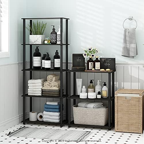 Furinno Turn-N-Tube Toolless 4-Tier Storage Shelves, Espresso