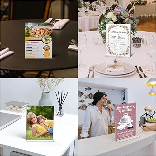 Relx Acrylic Sign Holder 8.5 x 11, Plastic Frame Flyer Holder, Double Frames Clear Acrylic Display Stand for Store, Restaurant (10 pack)