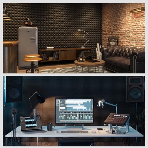 JBER 24 Pack Pyramid Sound Proof Foam Panels, Self-Adhesive Acoustic Foam