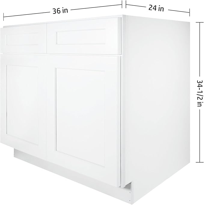 Furinno Shaker Sink Bases Kitchen Cabinet, Ready to Assemble, 24 D x 36 W x 34.5 H, White