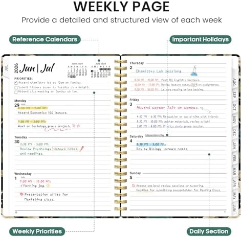 Planner 2026-2027, Jul 2026-Jun 2027 Academic Monthly & Weekly Planner | 8.5" x 11" Hardcover Pretty Calendar Planner for Women, Spiral Organizer for School Office Home Supplies, Forest Botanica