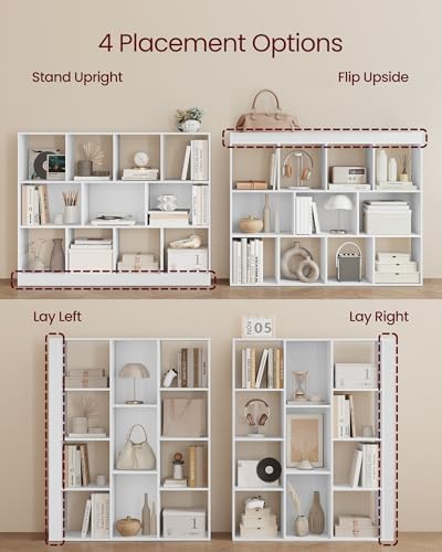 VASAGLE Bookshelf, 12 Cubes Storage Organizer, 49.6 x 9.4 x 39.4 Inches