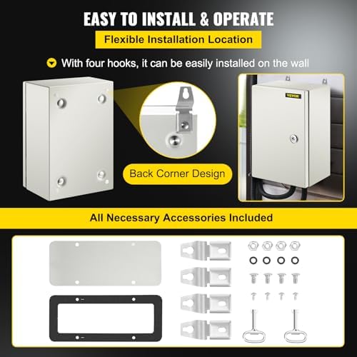 VEVOR NEMA Steel Enclosure, 12" x 8" x 6" NEMA 4X Steel Electrical Box,IP66 Waterproof & Dustproof,Outdoor/Indoor Electrical Junction Box,with Mounting Plate