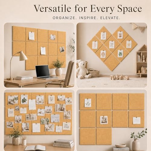 Felt Bulletin Board Tiles, Large Cork Board Alternative,24 x 36 in