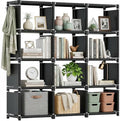 Mavivegue Book Shelf, 12 Cube Storage Organizer, DIY Bookcase, Metal Bookshelf,Tall Book case for Bedroom, Living Room,Office,Closet, Black Cubicle Rack