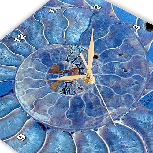 3dRose Wall Clock Silent - 13 inch - Blue Seashell-Mother-of-Pearl Closeup - Pattern