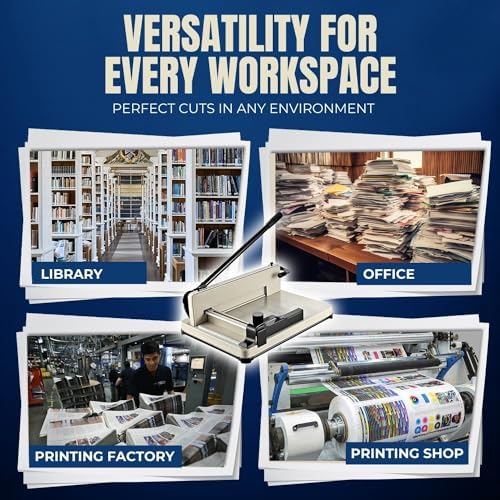 Flexzion Guillotine Paper Cutter 12" A4 Professional Industrial Heavy Duty Scrapbooking Metal Base Trimmer Machine 400 Sheet Capacity for Office Commercial Photocopy Printing Shop