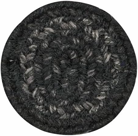 Homespice Jet Black Braided Coasters for Primitive Decor, Round 4" Set of 6