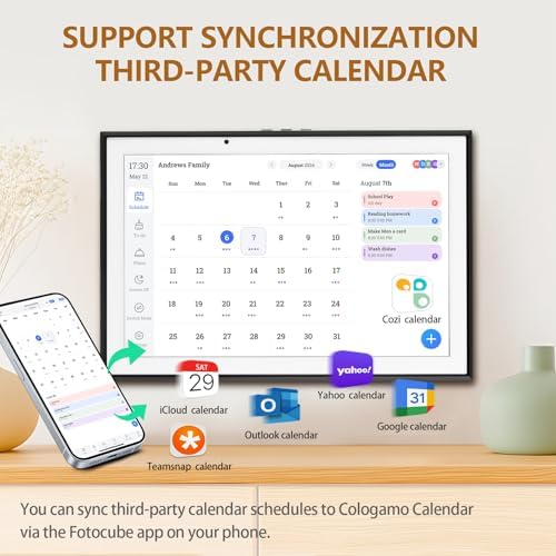10.1 inch Smart Digital Calendar & Chore Chart, 1920 * 1080P Full HD Touchscreen Interactive Display, Desk Planner with Meal Scheduler, Achievement Rewards for Family Schedules and Cloud Photo