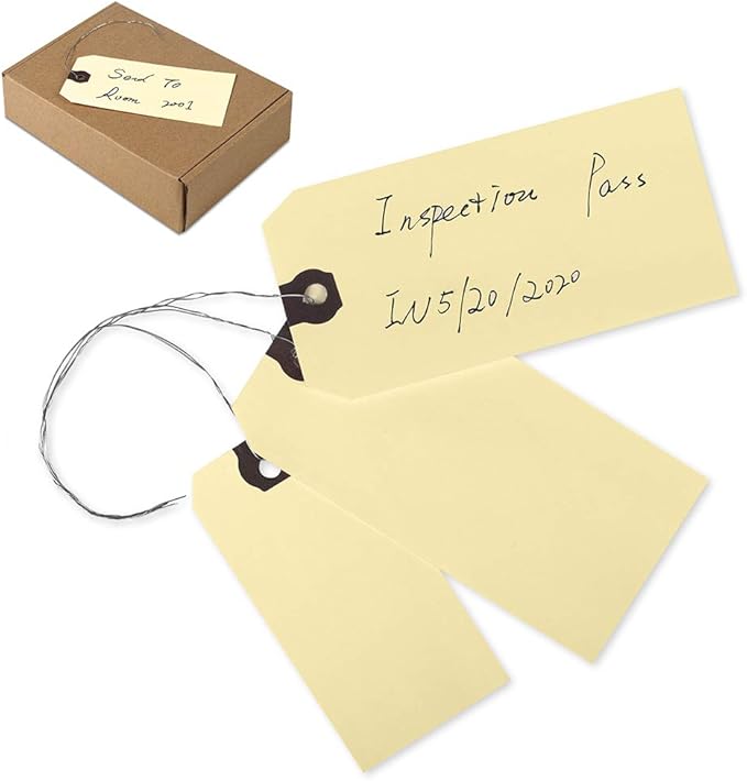 INNOVART Shipping Tags - Double Wired 4 3/4" x 2 3/8", Manila Wire Tags with Reinforced Eyelet, Case of 100