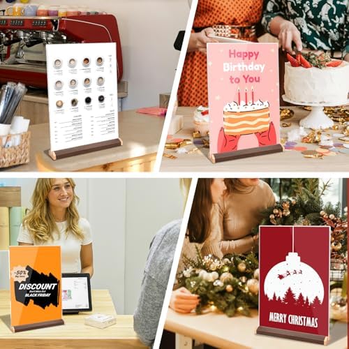 LIANHELILAI 2 Pack 8.5X11 Acrylic Sign Holder Double-side Display Stand Vertical Tabletop for Coffee Shop/Restaurant Menu Stall/Exhibitions/Hotel/Office Display Show Holder