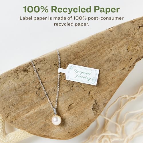 Avery® EcoFriendly Matte White Recycled Barbell Labels, 0.5" x 2.5", Matte White Labels, Permanent Adhesive, Laser/Inkjet Printable, 4,500 Total