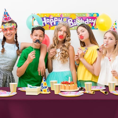 CXPSINC 54 Inch X 300 Feet Plastic Table Cover Roll Disposable Tablecloth with Slide Cutter for All Type/Shape Tables | Party, Banquet, Birthdays, Weddings(Burgundy, 300 Feet)