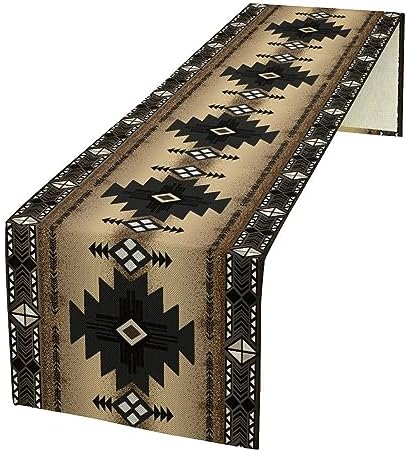 Aztec Southwest Table Runner,Ethnic Style Design Geometric Table Runners Table Setting Decor for Garden Farmhouse Wedding Party Holiday Dinner Home 13x90 Inch