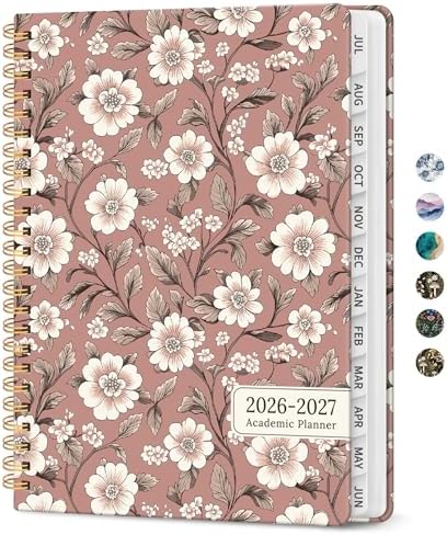 Planner 2026-2027, Jul 2026-Jun 2027 Academic Monthly & Weekly Planner | 6.3" x 8.5" Hardcover Pretty Calendar Planner for Women, Spiral Organizer for School Office Home Supplies, Blush Petals