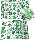 Vandarllin St Patrick's Day Green Shamrocks Clover Placemats Set of 4, Cotton Linen Heat Resistant Table Mats Washable Spring Holidays Decorations for Kitchen Dining Table