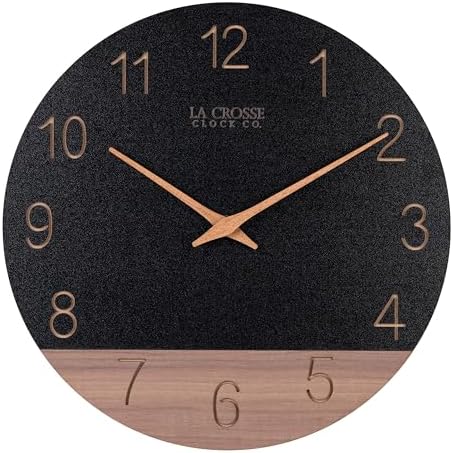 La Crosse Clock 404-3630C 12 inch Dark Sierra Wood Analog Quartz Wall Clock