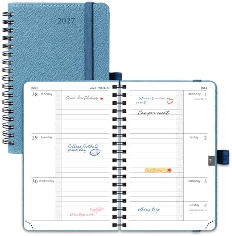 POPRUN 2027 Pocket Calendar, 4" x 6.25" Small Weekly Planner, Mini Agenda
