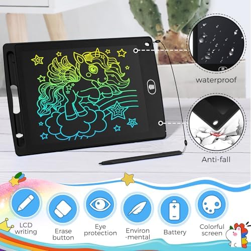 Zhehao 48 Pcs 8.5 Inch LCD Writing Tablet for Kids, Black