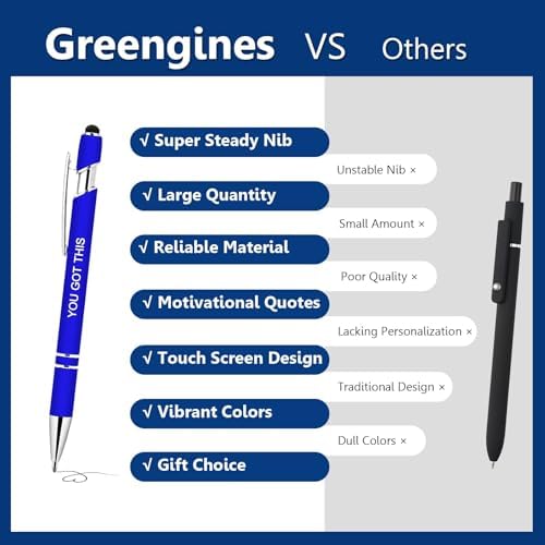 100 PCS Motivational Bulk Pens with Stylus Tip Gifts Black Ink