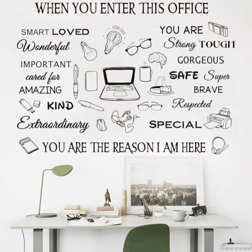 Office Inspirational Wall Decals Positive Sayings Peel and Stick Vinyl Quotes Wall Decor Motivational Teamwork Company Wall Art for Bedroom Study Office Wall Stickers and Murals Decor