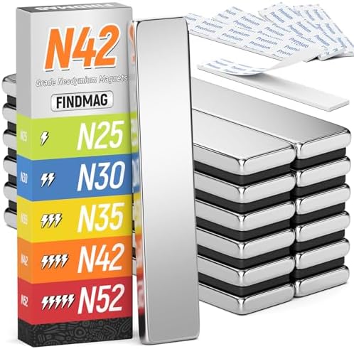 FINDMAG Neodymium Rare Earth Magnets 12 Pack, Silver, 2.36x0.39x0.12in