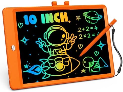 ORSEN LCD Writing Tablet 10 Inch, Colorful Doodle Board Drawing Tablet, Erasable Reusable Writing Pad, Educational for 3-8 Year Old Girls Boys(Orange)