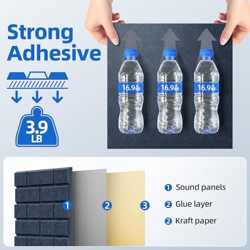 12 Pack Acoustic Panels with Self Adhesive Sound Proof Foam Panels for Wall