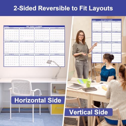 2027 Wall Calendar 32" x 48" Wet & Dry Erase 12 Months Calendar for Wall