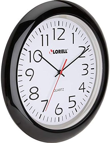 Lorell Wall Clock with Arabic Numerals, 13-1/4-Inch, Black Frame