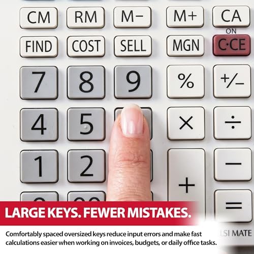 Sharp 12-Digit Dual Power Business Calculator, Extra-Large Fixed LCD Display, White Desktop Business Calculator, 6.6 x 4.4 Inches (EL-334WB)