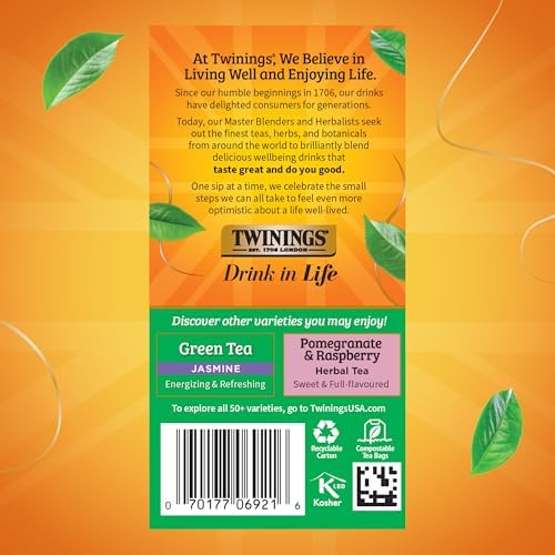 Twinings Green Pomegranate, Raspberry & Strawberry Tea Bags 20 CT (6 Pack)