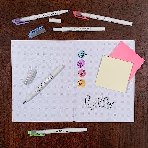 Zebra Pen MILDLINER No Bleed Brush Pen, Assorted Cool, Dual Tip, 5-Pack