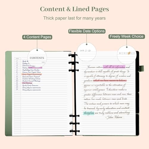 Yoment Refillable Notebooks for Work 5 Subject with Removable Dividers Tabs
