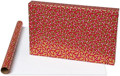 Papyrus Christmas Wrapping Paper Rolls, Greenery, Lettering and Polka Dots (3 Rolls, 22.5 sq. ft.)