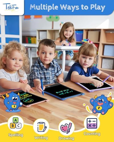 TEKFUN Kids Toys, 2 Pack LCD Writing Tablet with Anti-Lost Stylus,10in Coloring Doodle Board Magic Drawing Pad, Car Trip Educational Toys Birthday Gift for 3 4 5 6 7 Girls Boys Toddlers