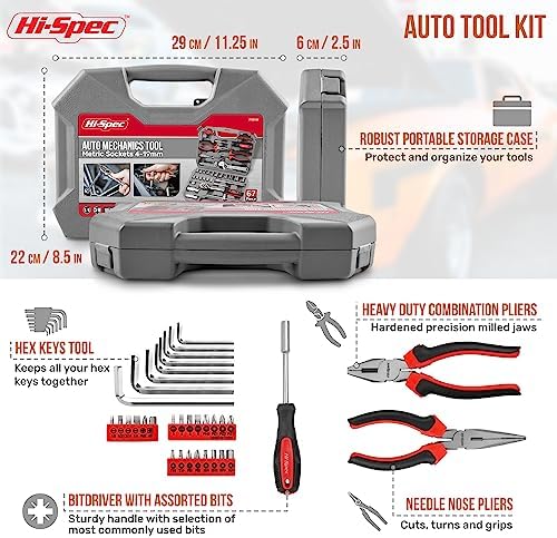 Hi-Spec Metric Auto Mechanic Tool Set Motorcycle & Car Tool Kit Trucks