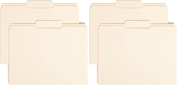 Smead File Folder, Reinforced 1/3-Cut Tab, Center Position, Letter Size, Manila, 100 per Box (10336) (Pack of 2)