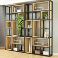Wood Industrial Cube Bookcase with Shelves & Open Back Iron Bookshelf Floor Steel & Wood Shelf Multi-Layer Shelf Storage Rack Office Partition Display Rack Natural 94.5" L x 9.8" W x 94.5" H