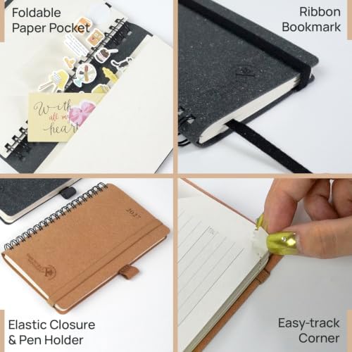 POPRUN 2027 Recycled Pocket Planner (Slim Size 3.5'' x 6.5'') Calendar Book